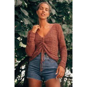 Lulus only yours Pointelle V-neck Sweater NWT